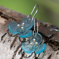 Bombay Flower Earrings on log (NZ Iris)