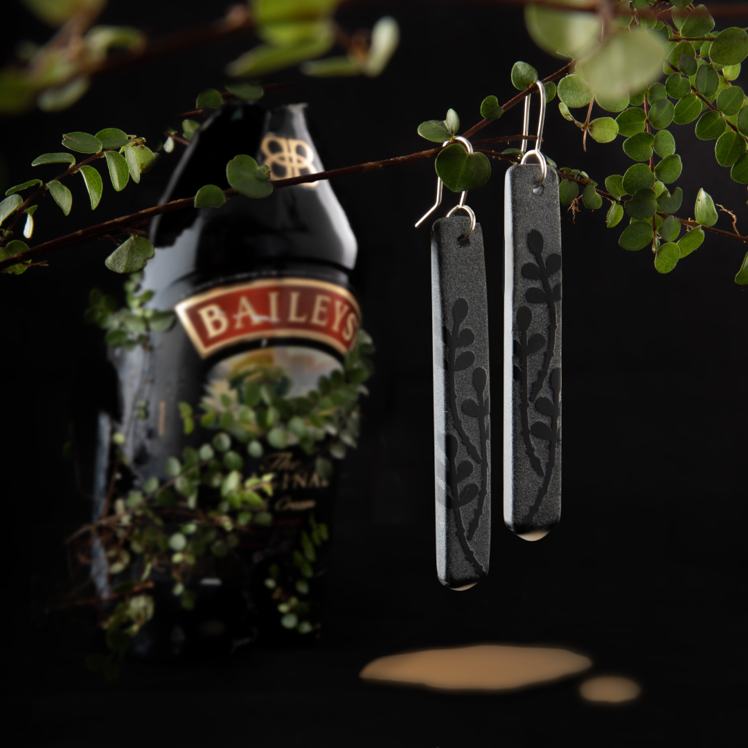 Rata Vine Drop Earrings with Baileys bottle