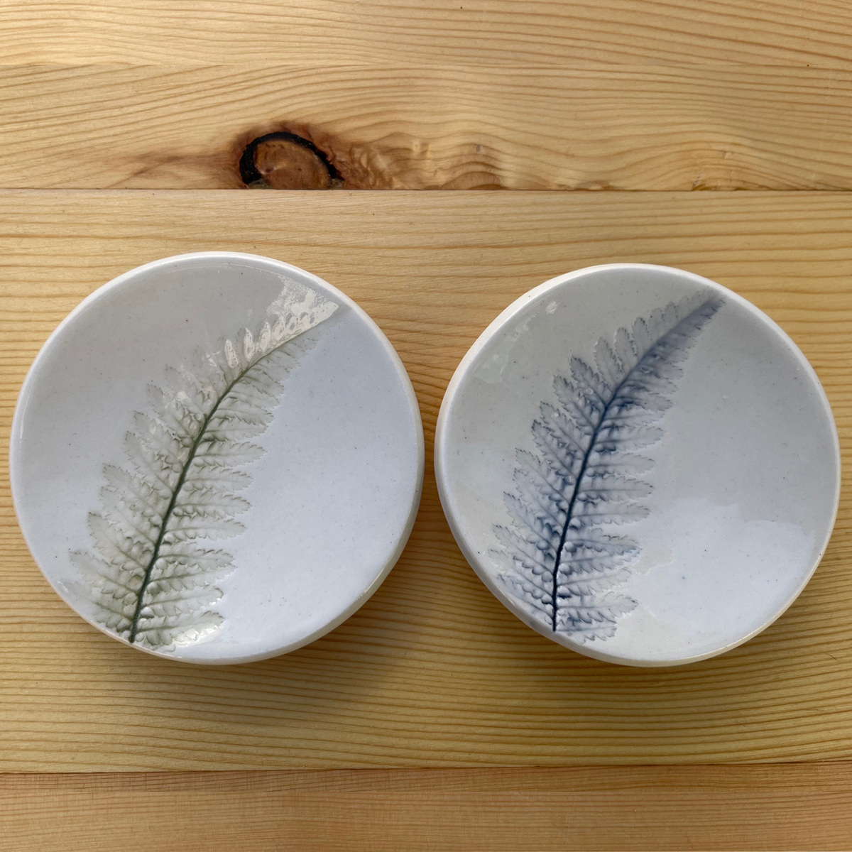 Fern Ring Dishes - Green & Dark Blue