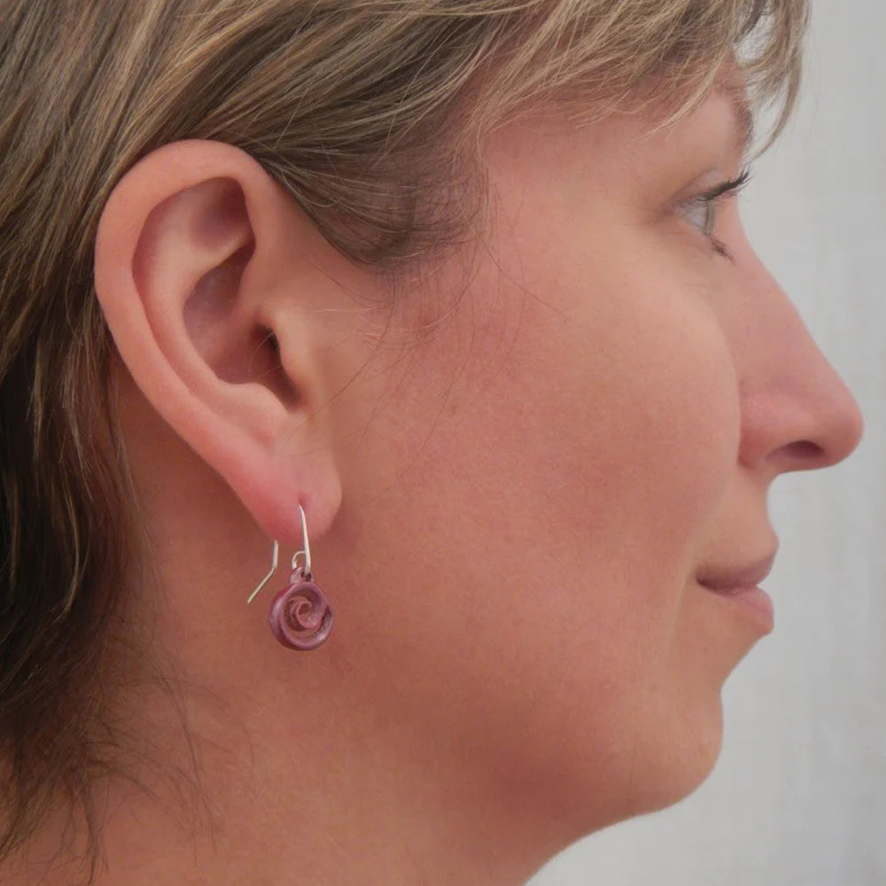 Koru Drop Earrings Copper on model