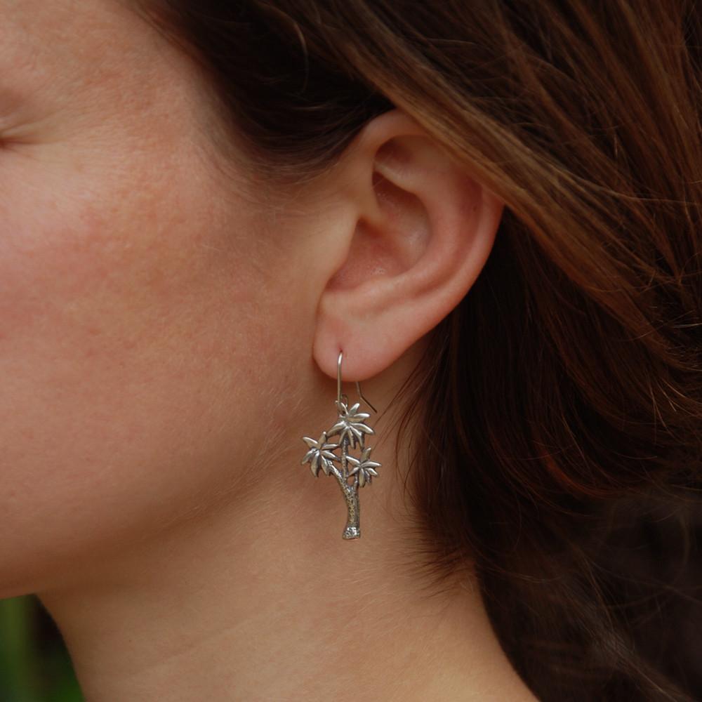 Cabbage Tree Earrings Silver