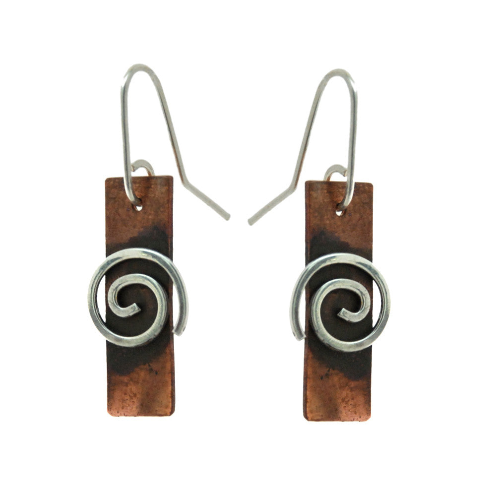 Copper Spiral Platter Earrings