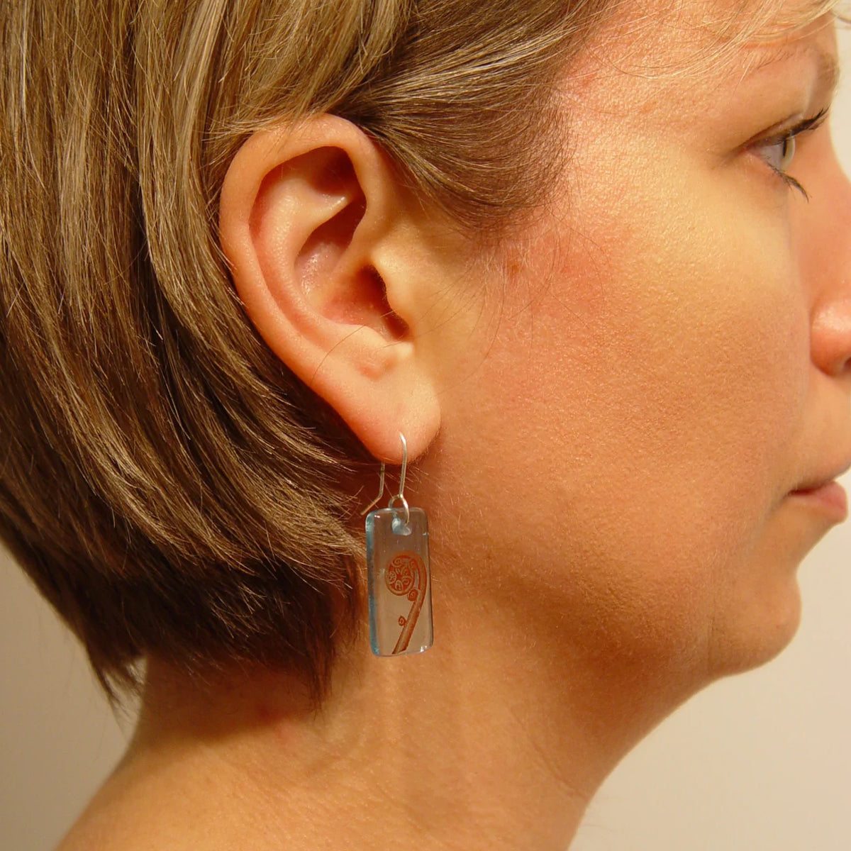 Glass Fern Spiral Earrings