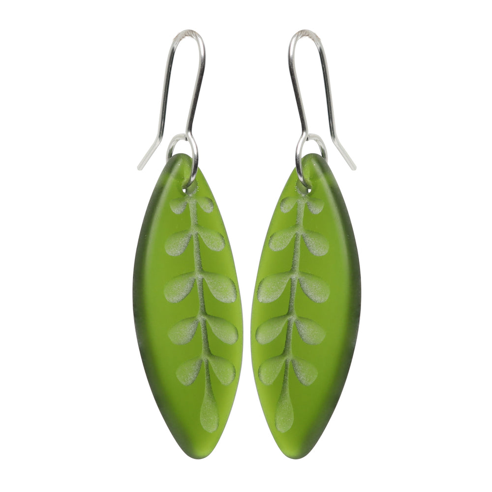 Kowhai Leaf Earrings Green