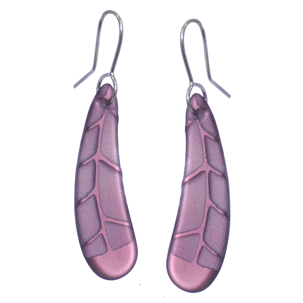 Huia Feather Earrings Purple
