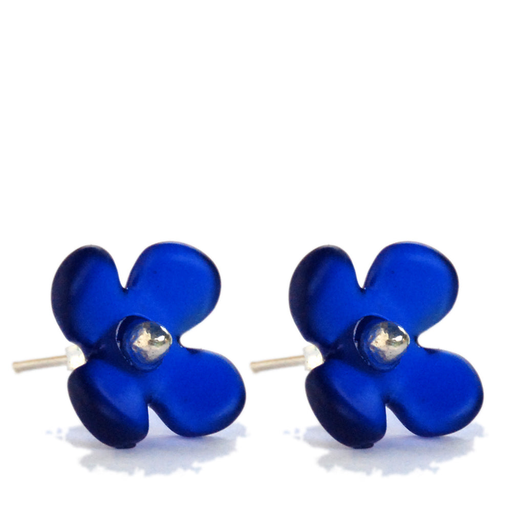 Hydrangea Flower Studs - Dark Blue