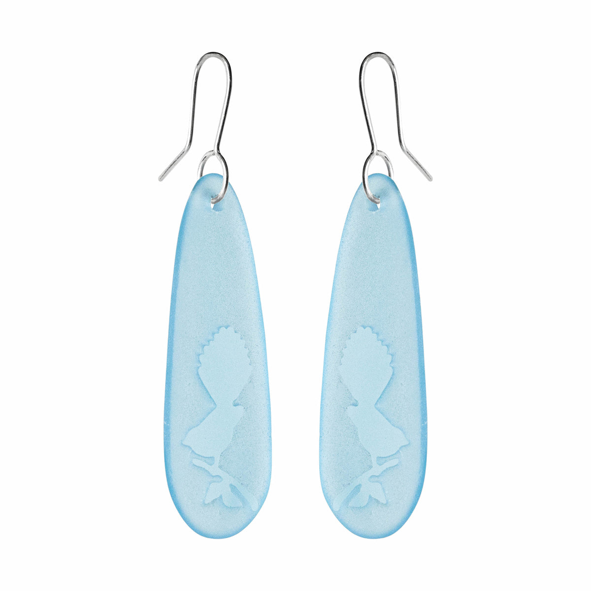 Fantail Teardrop Earrings Light Blue side view