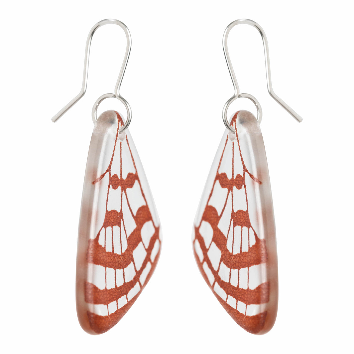 Butterfly Wing Earrings Clear - side view