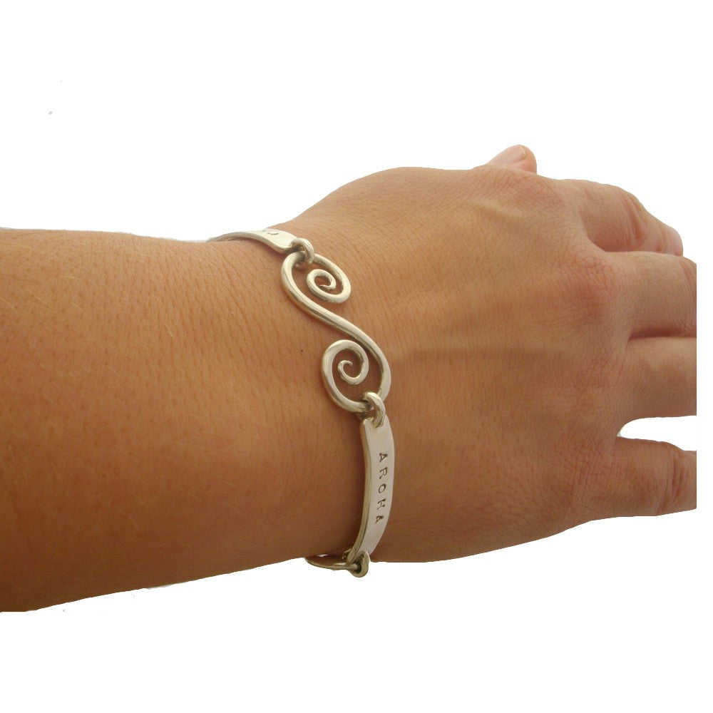 Kia Kaha/Aroha Sterling Silver Bracelet.