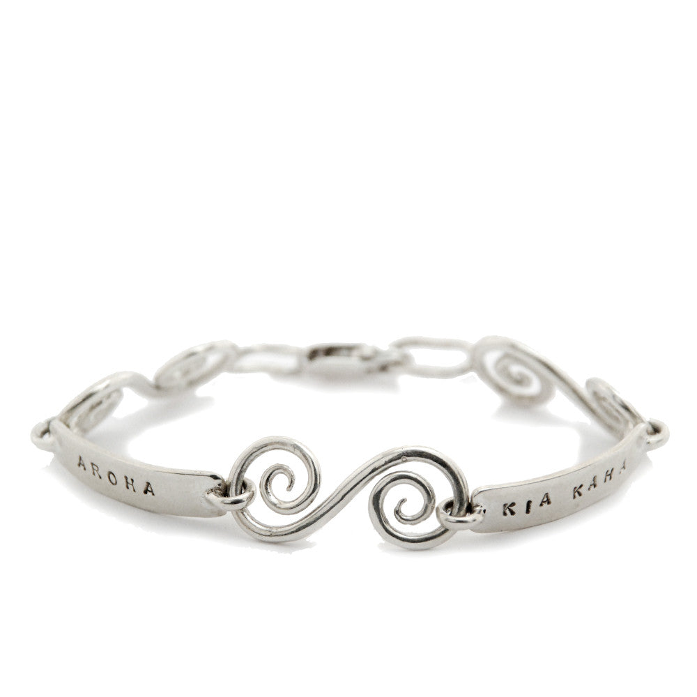 Kia Kaha/Aroha Sterling Silver Bracelet.