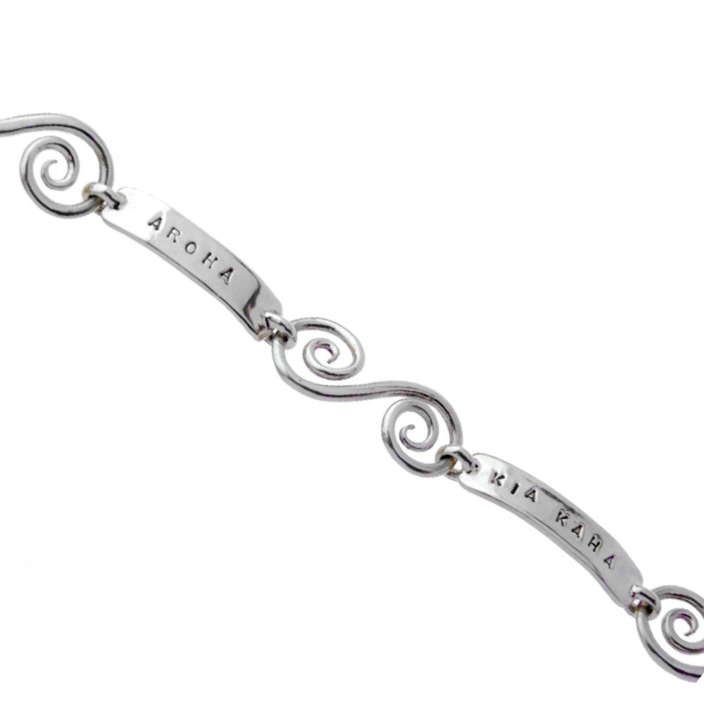 Kia Kaha/Aroha Sterling Silver Bracelet.