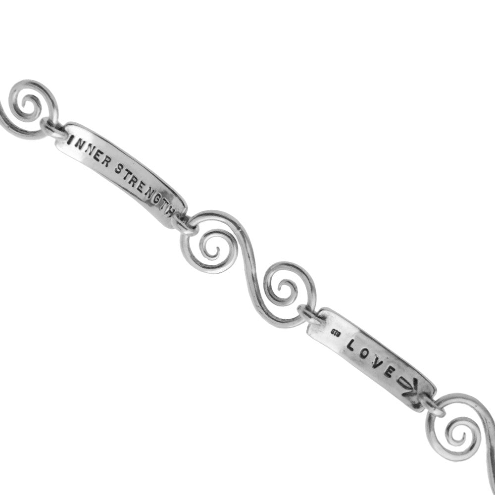 Kia Kaha/Aroha Sterling Silver Bracelet.