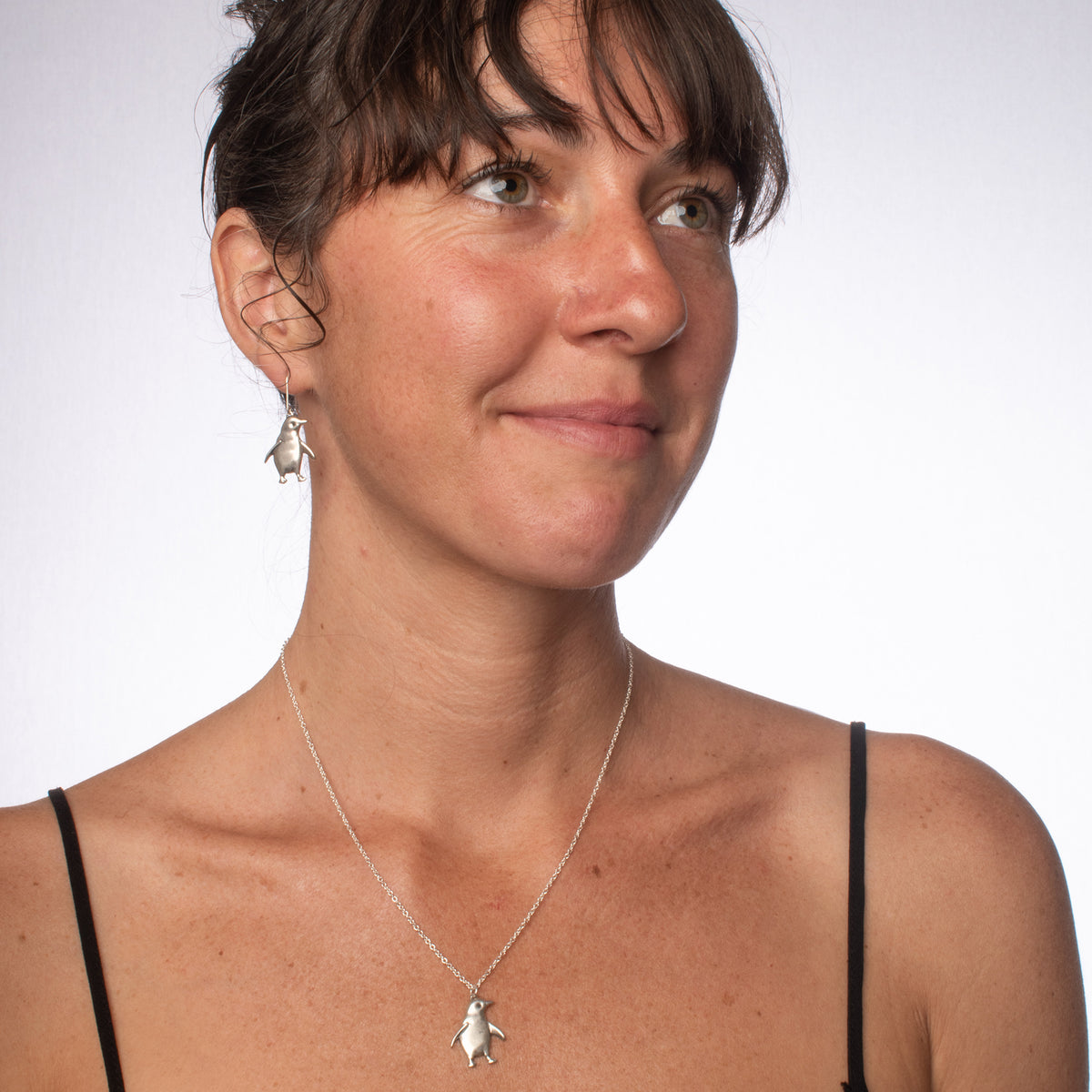 Penguin Earrings and Pendant Silver
