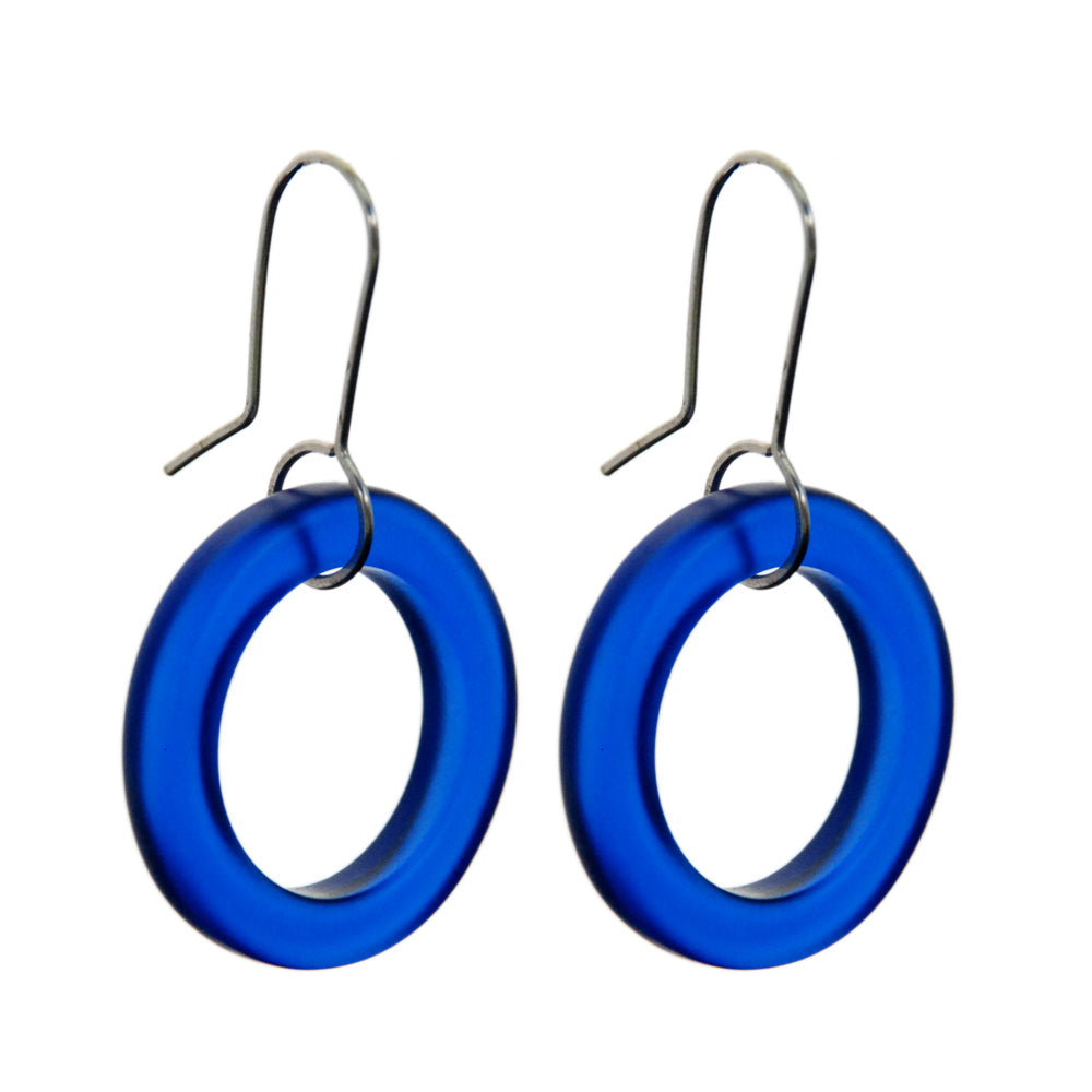 Small Hoop Earrings Dark Blue