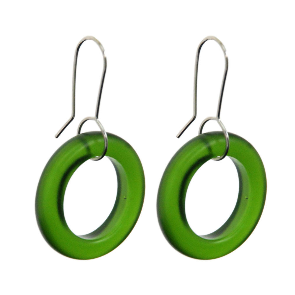 Small Hoop Earrings Green