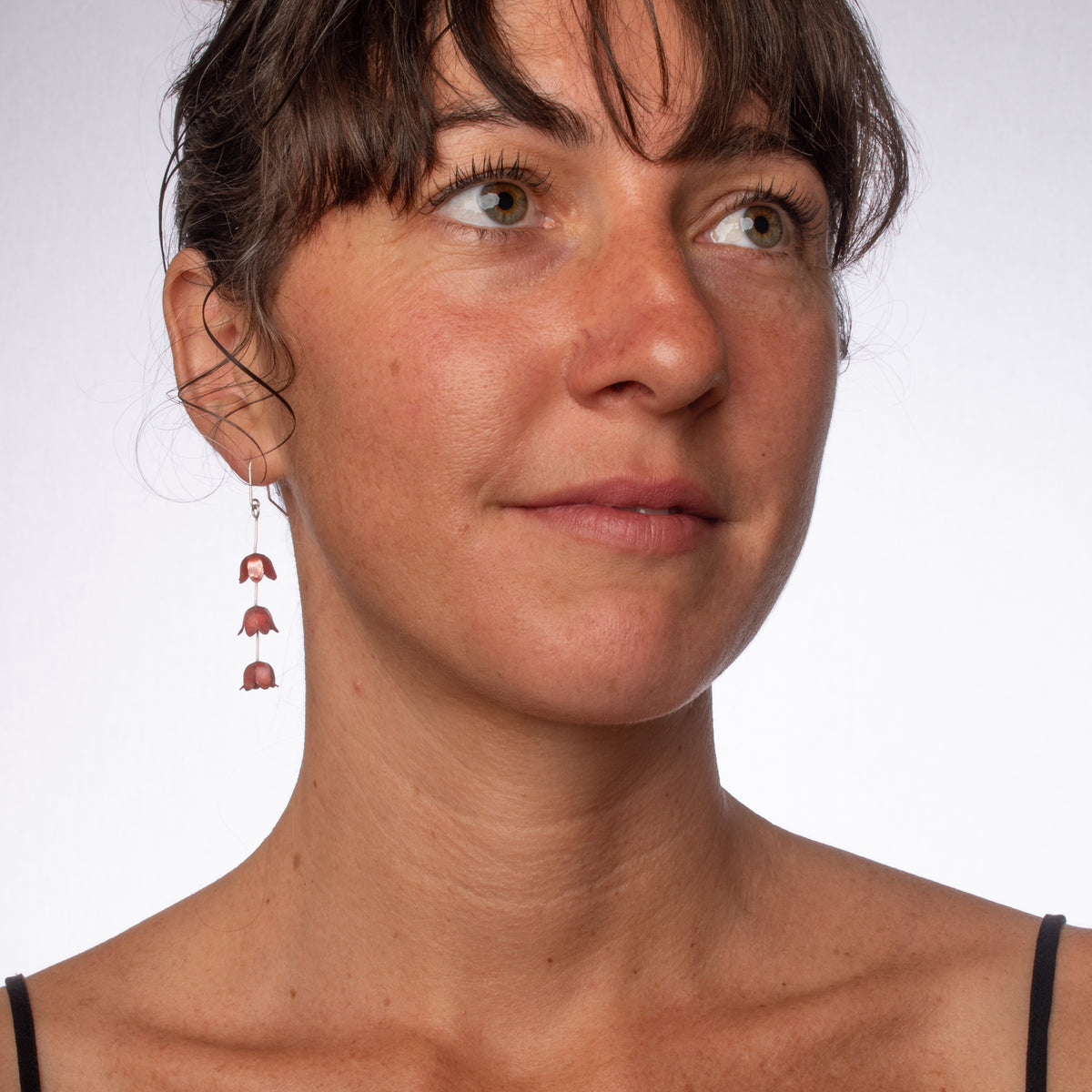 Triple Snowdrop Earrings on model