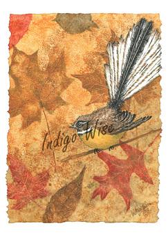 "Fantail in Autumn Leaves" Greeting Card