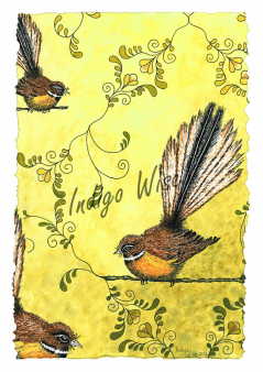 "Fantail with Vines" Greeting Card
