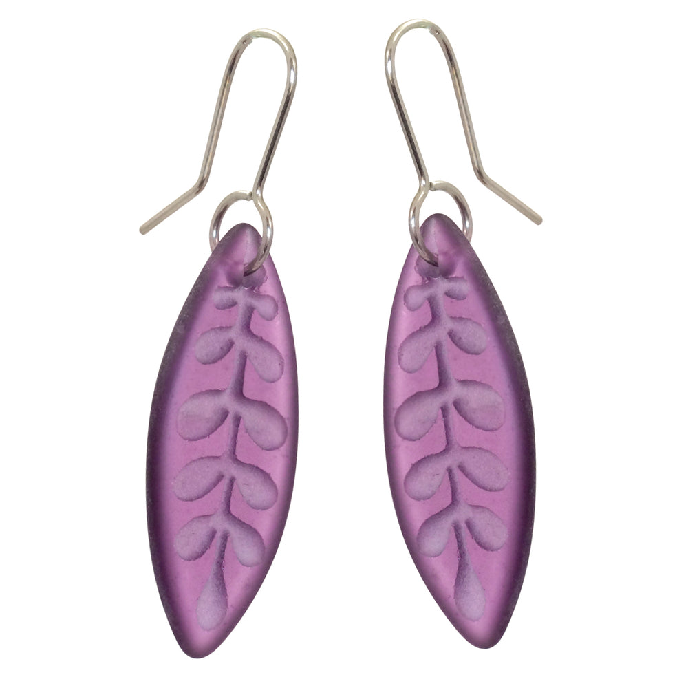 Kōwhai Leaf Earrings Purple