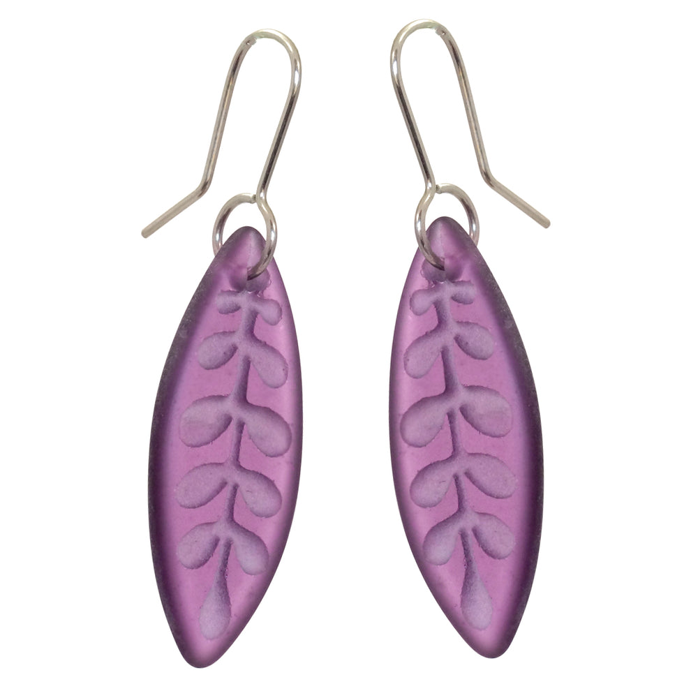 Kowhai Leaf Earrings Purple