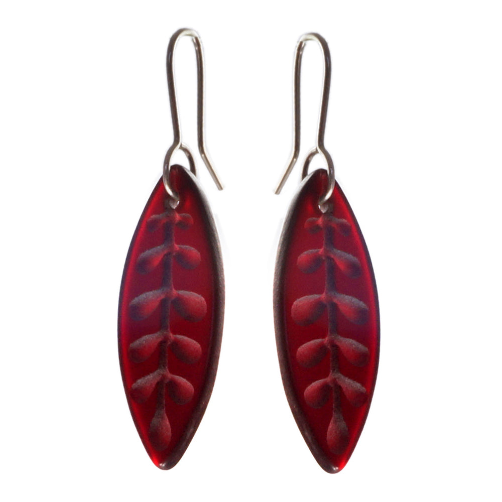 Kowhai Leaf Earrings Red